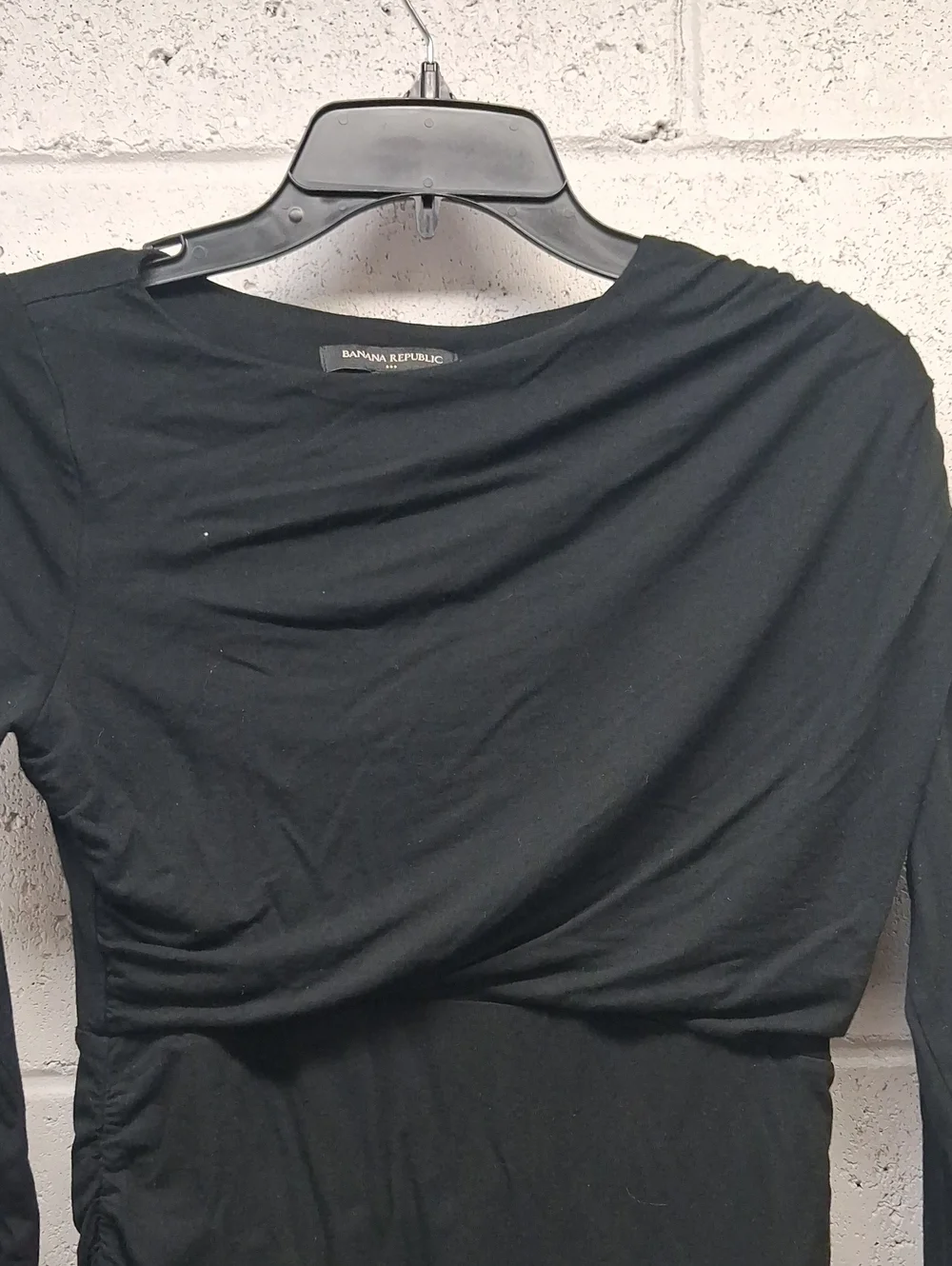 NWOT Womens Banana Republic Black Long-Sleeve Draped Top